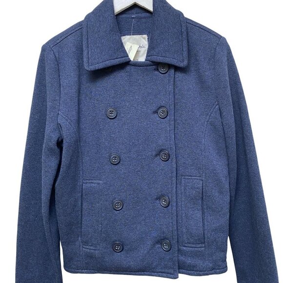 AEROPOSTALE Pea Coat M/L Womens Double Breasted Jacket Blue Knit NWT - Picture 1 of 9